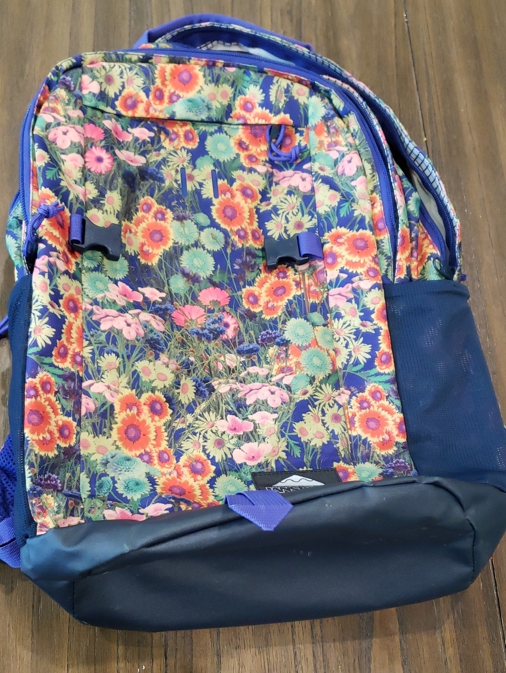 Jansport Floral Multicolor Backpack with Navy Base